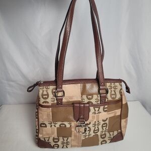 Etienne Aigner Vintage Patchwork Canvas & Leather Shoulder Bag